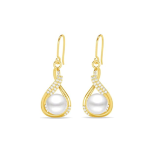 925 Sterling Silver Pearl Dangle Earrings for Women | Gold Plated Designer Earrings